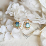 925 Silver Earrings 20k Yellow Plating Moon Zircon Jewelry