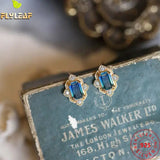 925 Silver Earrings 20k Yellow Plating Moon Zircon Jewelry