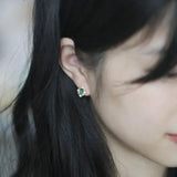 925 Silver Earrings 20k Yellow Plating Moon Zircon Jewelry