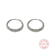 925 Silver Earrings Sparkling Ear Piercing Jewelry Huggie Round Sand