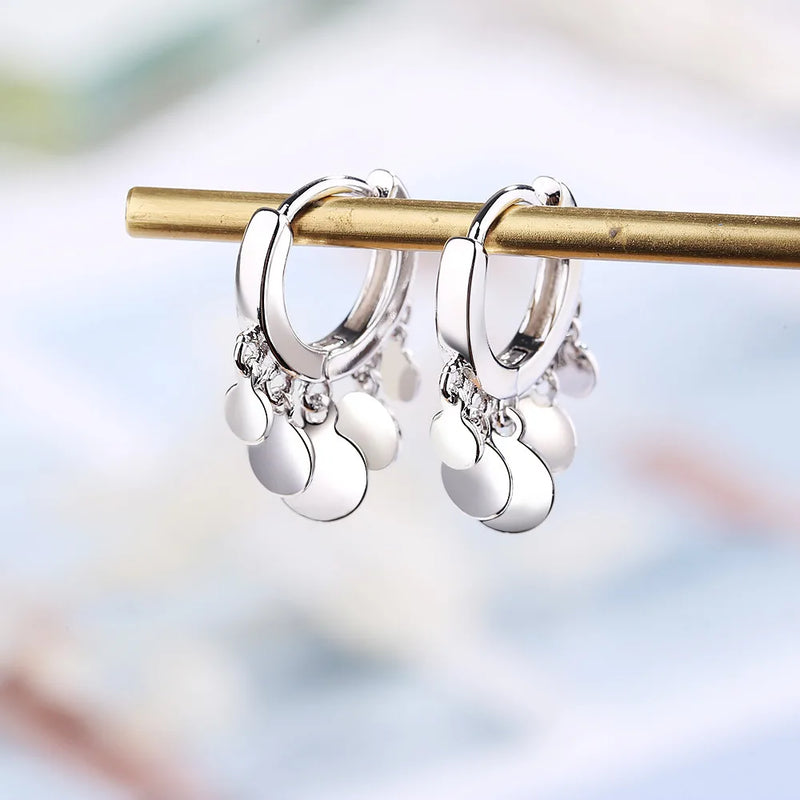 925 Silver Women's Star Tassel Hoop Earrings Zircon Jewelry