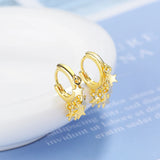 925 Silver Women's Star Tassel Hoop Earrings Zircon Jewelry