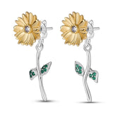 925 Silver Ocean Heart Daisy Moon Drop Earrings Women