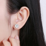 925 Silver CZ Shell Earrings Small Dazzling Women Jewelry