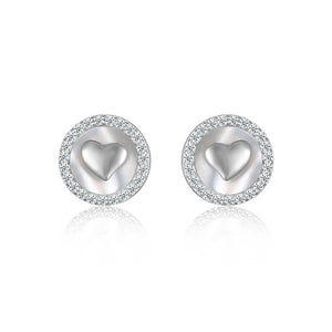 925 Silver CZ Shell Earrings Small Dazzling Women Jewelry