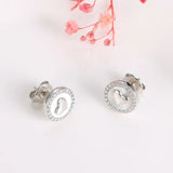 925 Silver CZ Shell Earrings Small Dazzling Women Jewelry