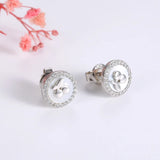 925 Silver CZ Shell Earrings Small Dazzling Women Jewelry