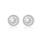 925 Silver CZ Shell Earrings Small Dazzling Women Jewelry