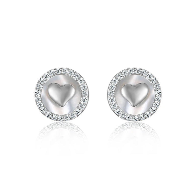 925 Silver CZ Shell Earrings Small Dazzling Women Jewelry