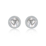 925 Silver CZ Shell Earrings Small Dazzling Women Jewelry