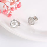 925 Silver CZ Shell Earrings Small Dazzling Women Jewelry