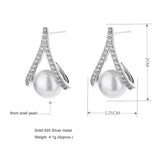 Shell Pearl & Zircon Triangle Shape Earrings