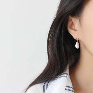 925 Silver Irregular Freshwater Pearl Stud Earrings for Women