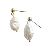 925 Silver Irregular Freshwater Pearl Stud Earrings for Women