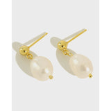 925 Silver Irregular Freshwater Pearl Stud Earrings for Women