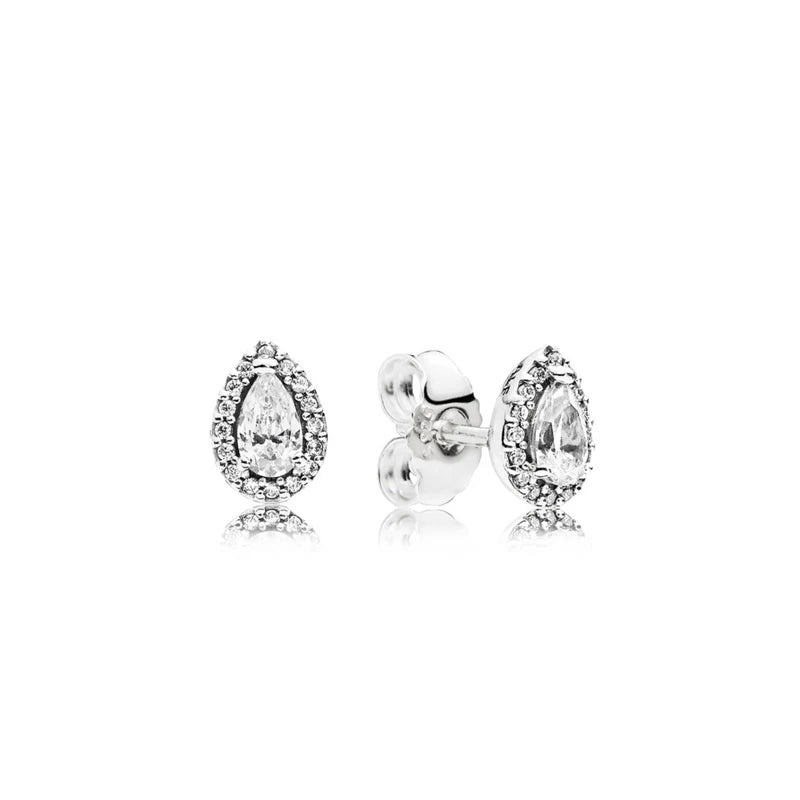 925 Silver Teardrop CZ Stud Earrings for Women