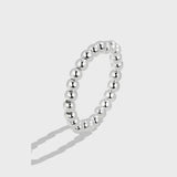 925 Silver Elastic Rope Fidget Bead Ring Women Anxiety Stress Relief Jewelry