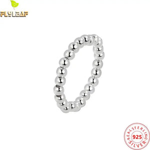 925 Silver Elastic Rope Fidget Bead Ring Women Anxiety Stress Relief Jewelry