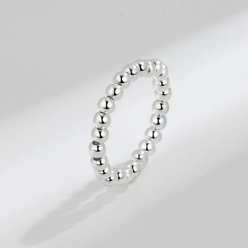 925 Silver Elastic Rope Fidget Bead Ring Women Anxiety Stress Relief Jewelry