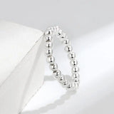 925 Silver Elastic Rope Fidget Bead Ring Women Anxiety Stress Relief Jewelry