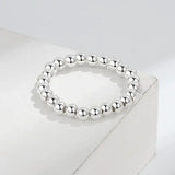 925 Silver Elastic Rope Fidget Bead Ring Women Anxiety Stress Relief Jewelry