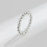 925 Silver Elastic Rope Fidget Bead Ring Women Anxiety Stress Relief Jewelry