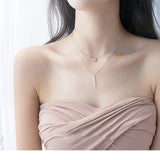 925 Silver Double Layer Pendant Necklace for Women