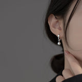 925 Silver Pearl Small Hoop Earrings Retro High-class Jewelry