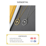 Real 925 Silver Bird Geometric Pendant Necklace Fine Jewelry