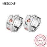 925 Silver Enamel Tulips Hoop Earrings Classic Fine Jewelry