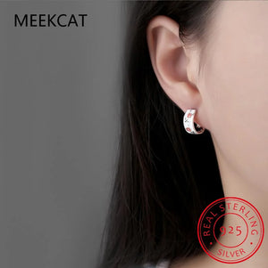925 Silver Enamel Tulips Hoop Earrings Classic Fine Jewelry