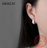 925 Silver Enamel Tulips Hoop Earrings Classic Fine Jewelry