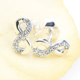 925 Silver Endless Love CZ Lucky Eight Stud Earrings