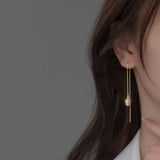 925 Silver Orchid & Pearl Drop Earrings Threader Earring
