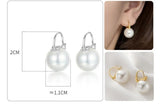 925 Silver European Shell Pearl Hoop Earrings Women Drop Party Accessory