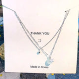 925 Silver Opal Moon & Star Anklet Double Layer Cross Chain Ankle Mod