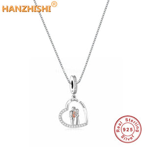 925 Silver Family Forever Heart Pendant Necklace Mum Wife Father Gift