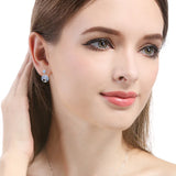 925 Silver Family Tree CZ Drop Earrings Women Dangle Jewelry Brincos