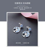 925 Silver Family Tree CZ Drop Earrings Women Dangle Jewelry Brincos
