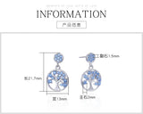 925 Silver Family Tree CZ Drop Earrings Women Dangle Jewelry Brincos