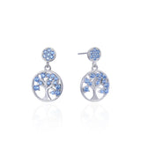 925 Silver Family Tree CZ Drop Earrings Women Dangle Jewelry Brincos