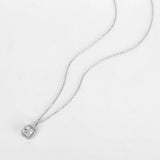 925 Silver Square Pendant Necklace Rhinestone CZ Gift