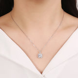 925 Silver Square Pendant Necklace Rhinestone CZ Gift