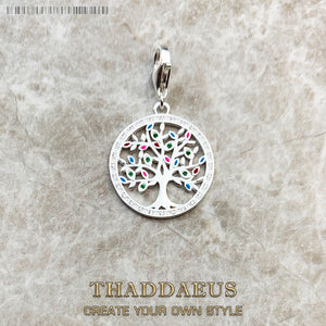 Colorful Tree Pendant Charm for Women in 925 Sterling Silver