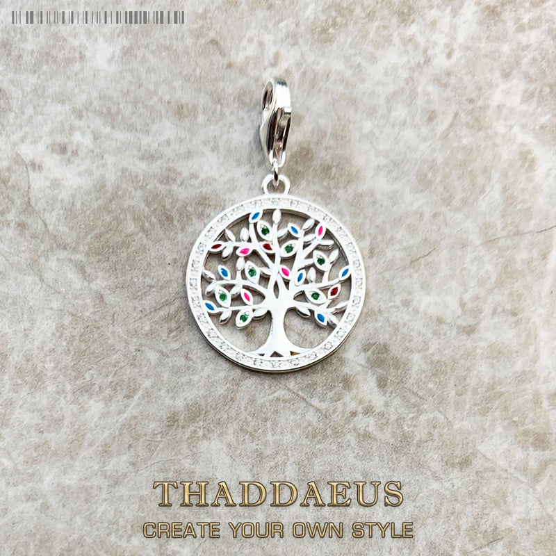 Colorful Tree Pendant Charm for Women in 925 Sterling Silver