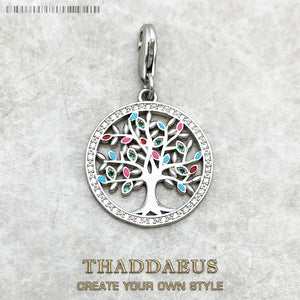 Colorful Tree Pendant Charm for Women in 925 Sterling Silver