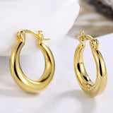 925 Sterling Silver Smooth Round Hoop Earrings for Women