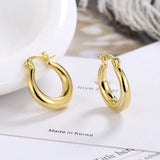925 Sterling Silver Smooth Round Hoop Earrings for Women