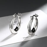 925 Sterling Silver Smooth Round Hoop Earrings for Women