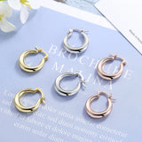 925 Sterling Silver Smooth Round Hoop Earrings for Women